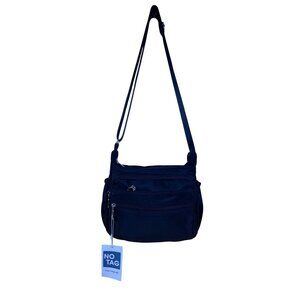 NoTag Women’s Black Nylon Adjustable Strap Multiple Pockets  Crossbody Bag